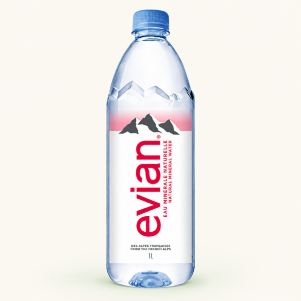 מים מינרליים טבעיים Evian, בקבוק פלסטיק 1 ליטר