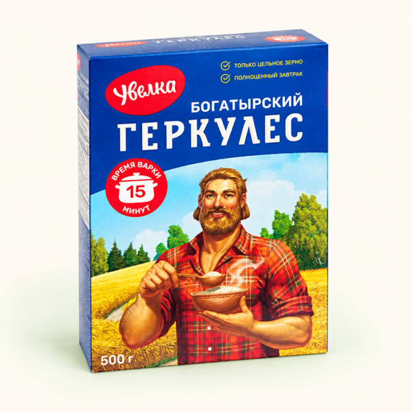פתיתי שיבולת שועל Uvelka ״Геркулес Богатырский״, 500 גרם