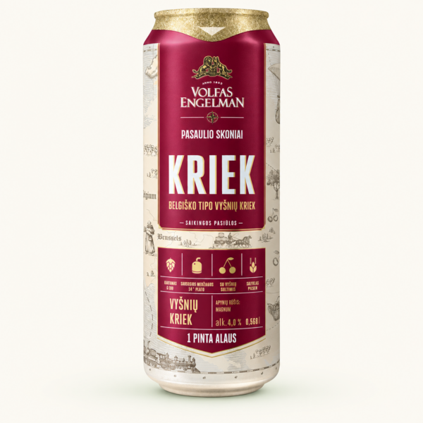 בירה Volfas Engelman Kriek דובדבן, פחית 568 מ״ל