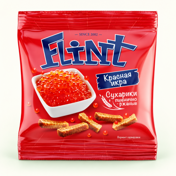 קרוטונים Flint בטעם קוויאר אדום, 35 גרם