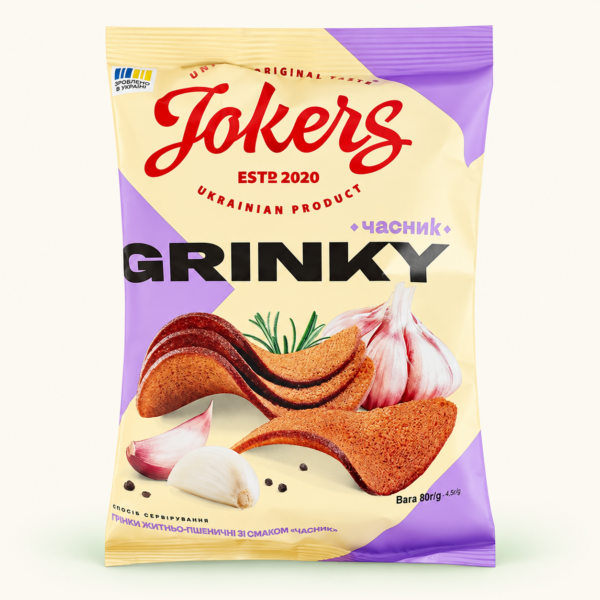 צנימים Jokers שיפון וחיטה בטעם שום, 80 גרם