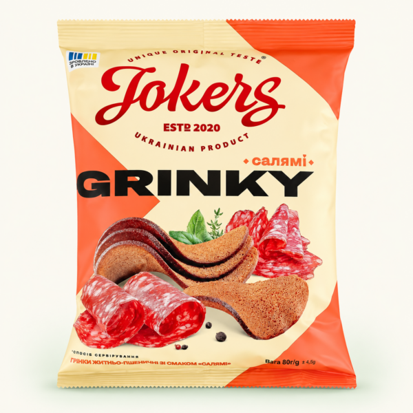 צנימים Jokers שיפון וחיטה בטעם סלמי, 80 גרם