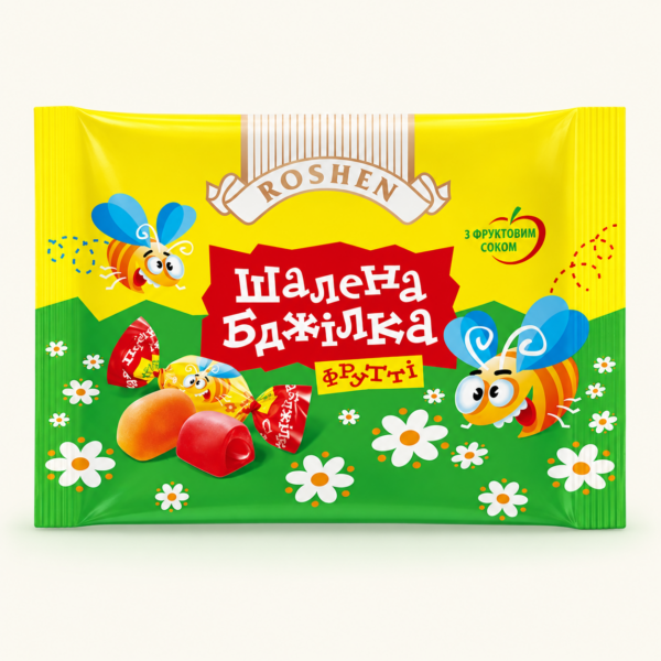 סוכריות ג׳לי Roshen Crazy Bee במילוי פירות, 200 גרם