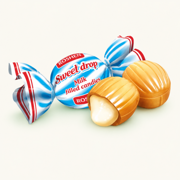 סוכריות קרמל Roshen Sweet Drop במילוי חלב, 1 ק״ג
