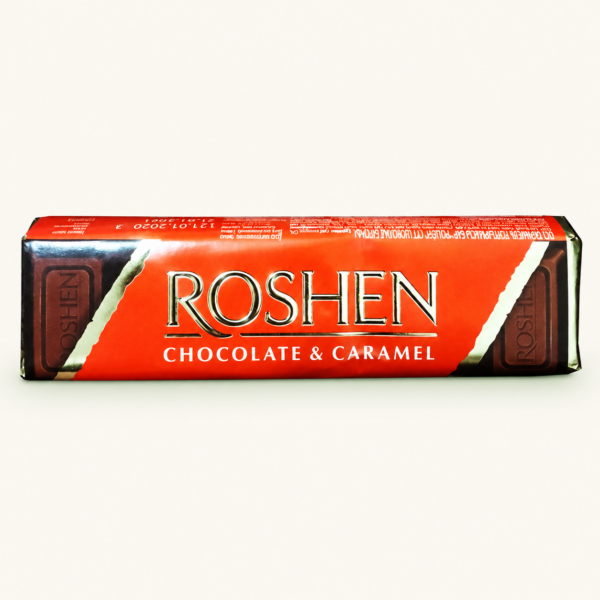 חטיף שוקולד חלב Roshen במילוי קרמל, 40 גרם