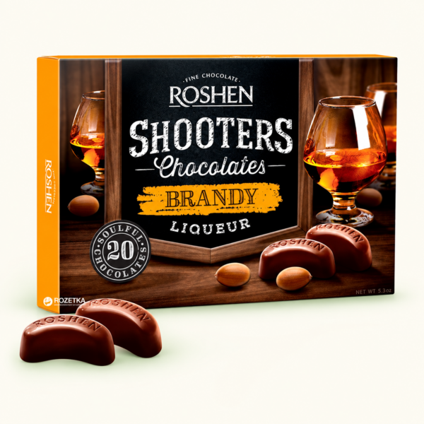 בונבוניירת Roshen Shooters במילוי ליקר ברנדי, 150 גרם