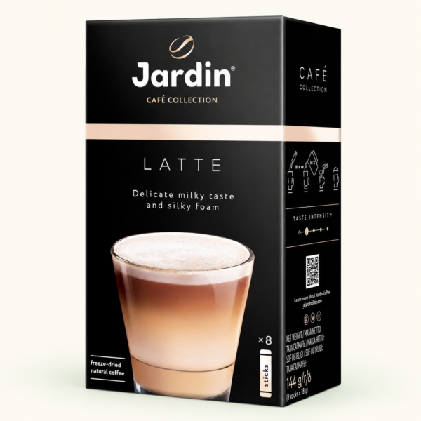 משקה קפה Jardin Latte 3 ב-1, ‏8 שקיקים, 144 גרם