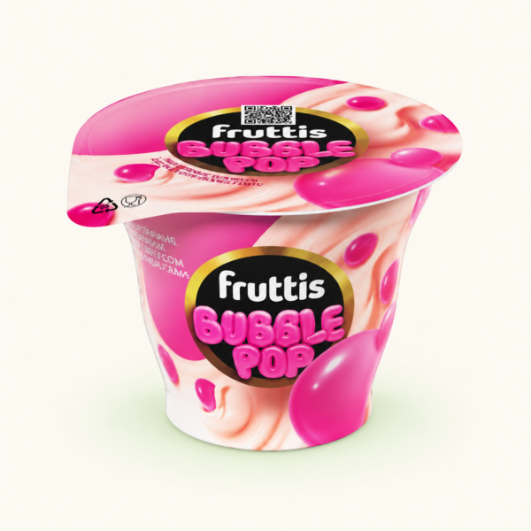 קינוח חלבי Fruttis Bubble Pop בטעם מסטיק, ‏180 גרם