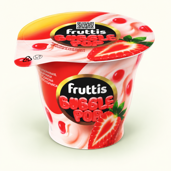 מעדן יוגורט Fruttis Bubble Pop בטעם תות, ‏180 גרם