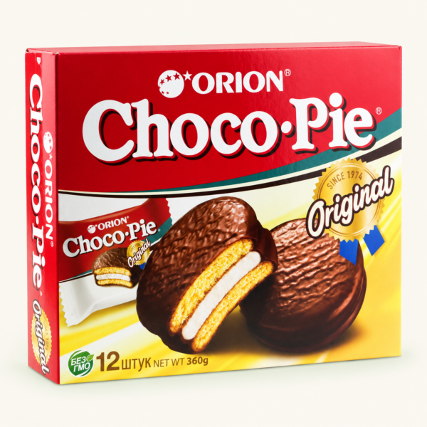 עוגות ביסקוויט מצופות שוקולד Choco Pie ORION, ‏12 יח׳, ‏360 גרם