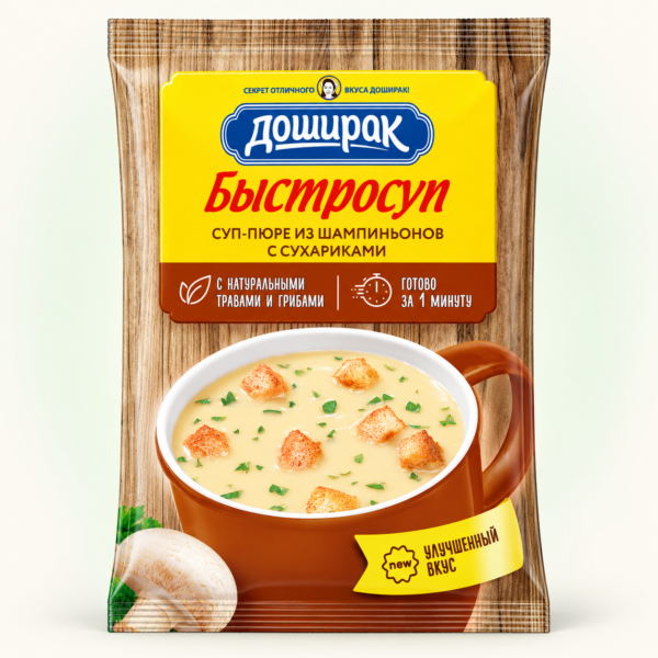מרק אינסטנט בטעם שמפיניון עם קרוטונים Быстросуп, ‏17 גרם