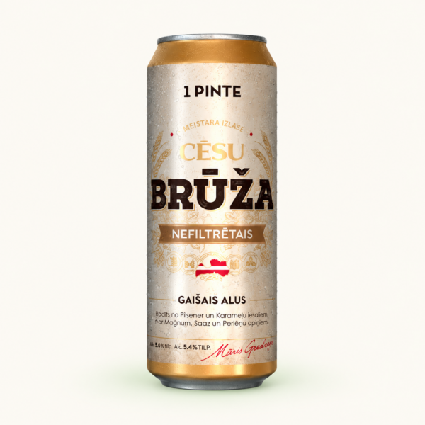 בירה Cēsu Brūža לא מסוננת ‏5.4%, פחית 568 מ״ל