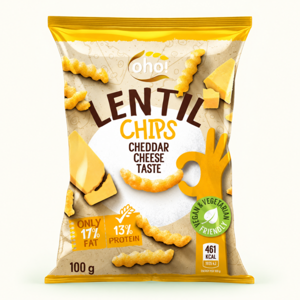 חטיף עדשים בטעם צ׳דר Oho!, ‏100 גרם