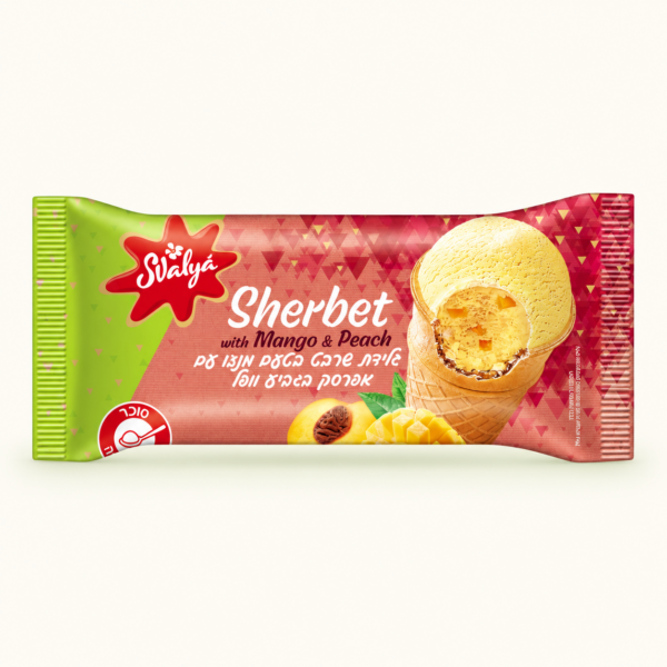 שרבט Svalya מנגו ואפרסק בגביע ופל, 85 גרם