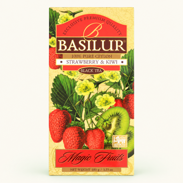 תה שחור עלים Basilur Strawberry & Kiwi, ‏100 גרם