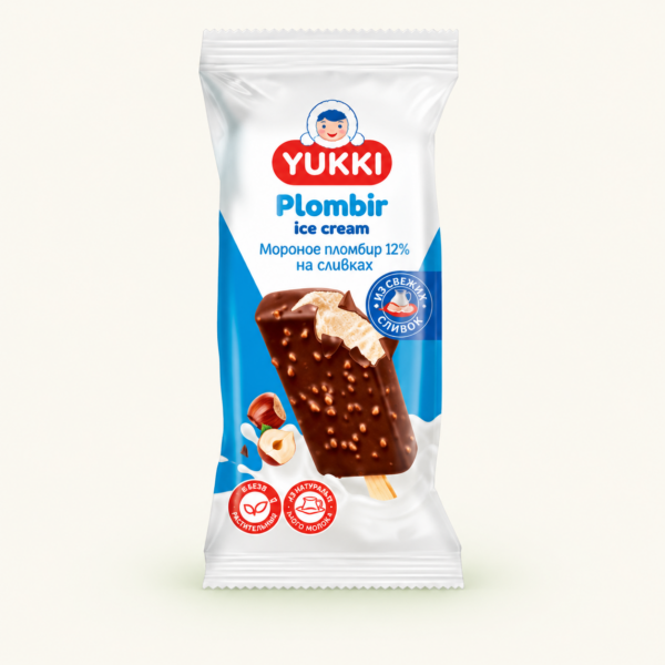 שלגון גלידת שמנת YUKKI וניל מצופה באגוזים, 65 גרם