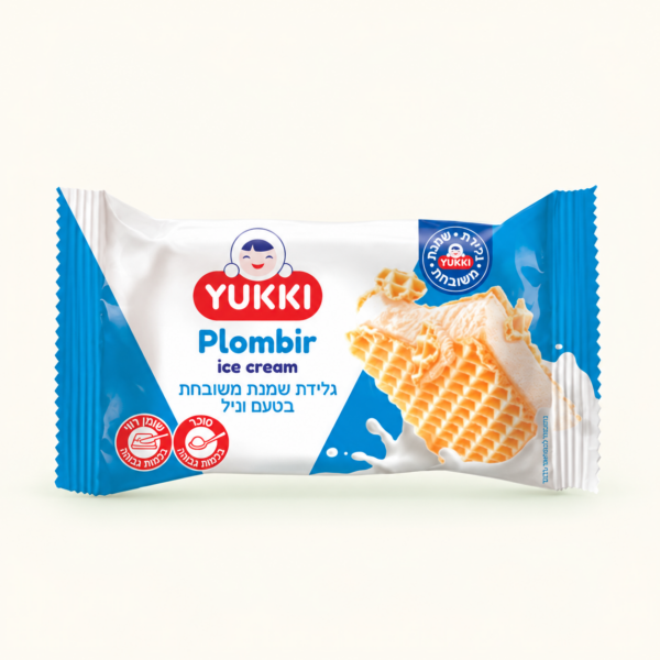 גלידת שמנת YUKKI בטעם וניל בטילון וופל, ‏70 גרם