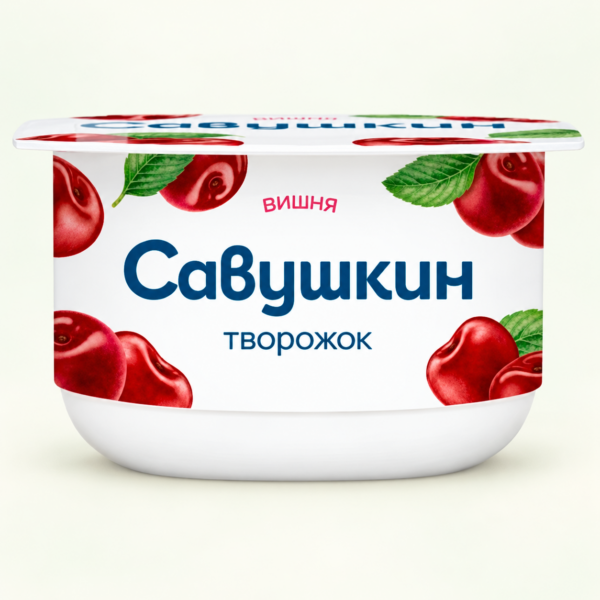 מעדן גבינה Savushkin בטעם דובדבן, ‏3.5%, ‏120 גרם