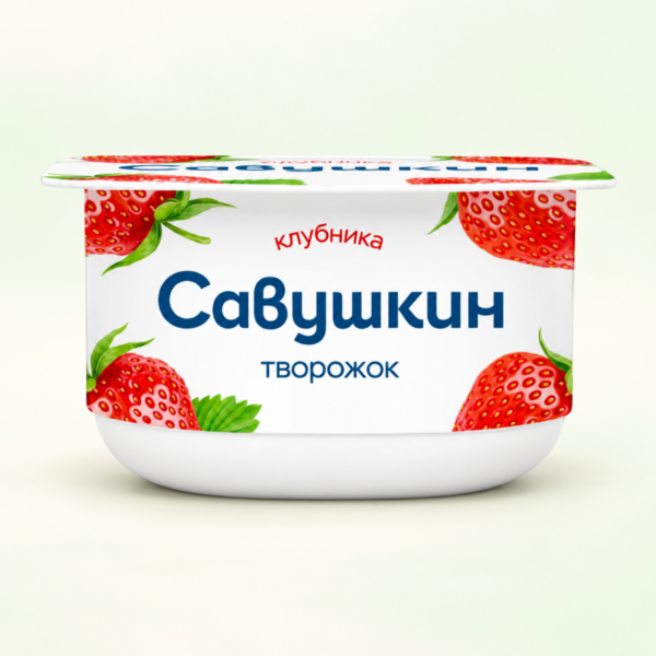 מעדן גבינה Savushkin בטעם תות שדה, ‏3.5%, ‏120 גרם