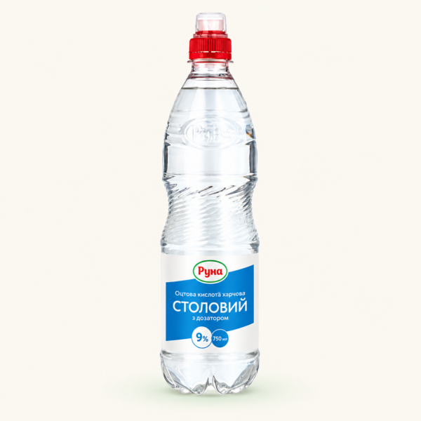 חומץ שולחני Runa ‏9%, ‏750 מ״ל עם פקק מינון