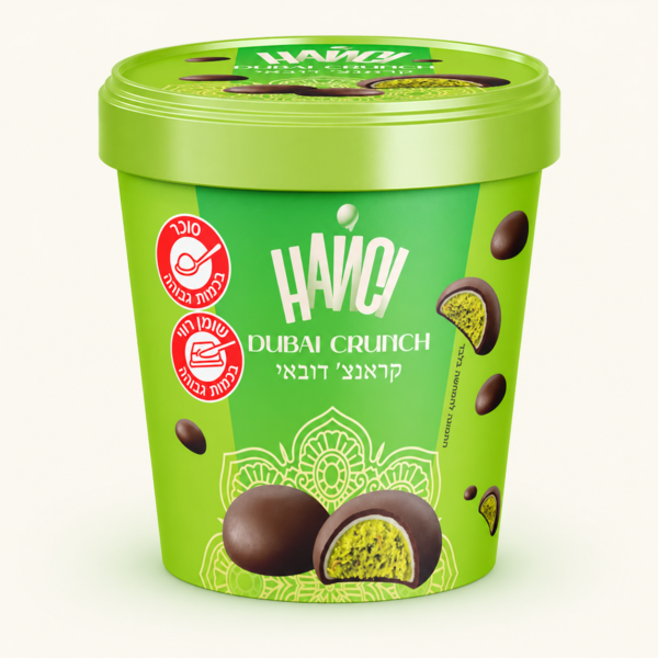 קינוח קפוא Dubai Crunch פיסטוק וקדאיף, ‏240 גרם
