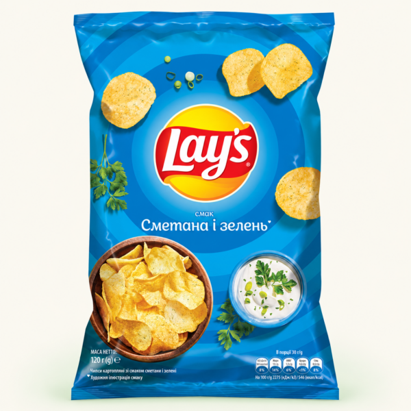 חטיפי תפוחי אדמה Lay’s בטעם שמנת חמוצה ועשבי תיבול, ‏120 גרם