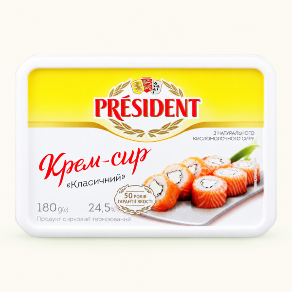 גבינת שמנת קלאסית PRESIDENT 24.5%, ‏180 גרם