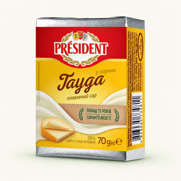 גבינה מותכת PRESIDENT עם גאודה, ‏70 גרם
