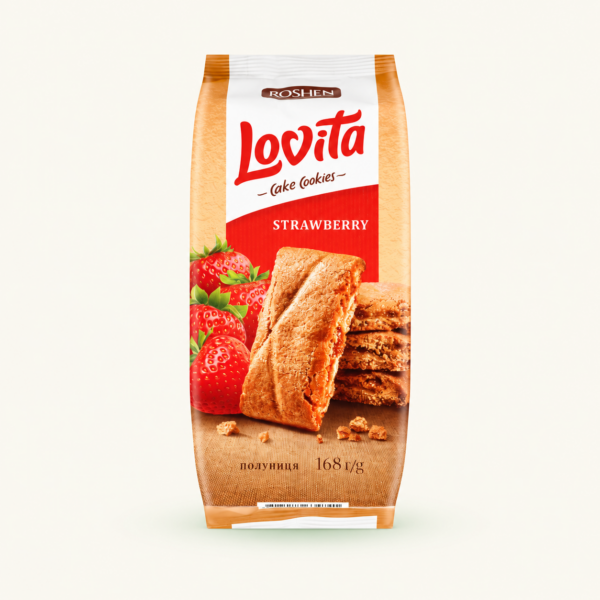 עוגיות Roshen Lovita Cake Cookies במילוי תות שדה, ‏168 גרם