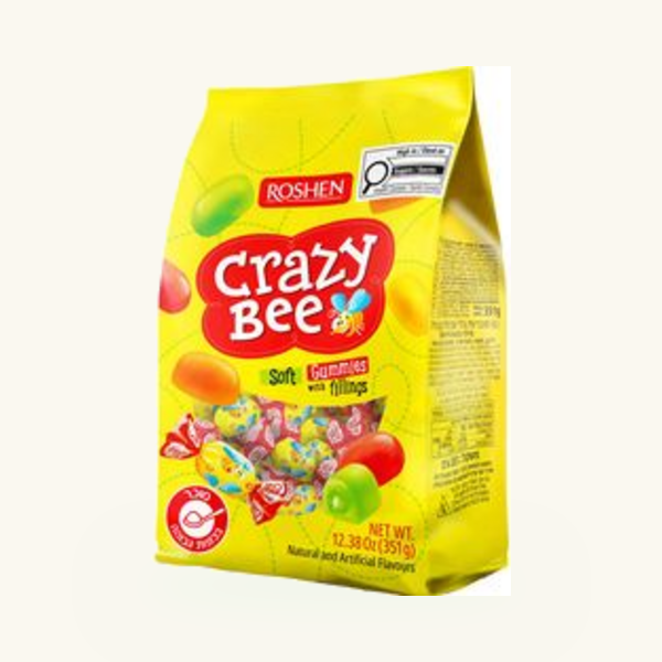 סוכריות ג׳לי ROSHEN CRAZY BEE במילוי פירות, ‏351 גרם