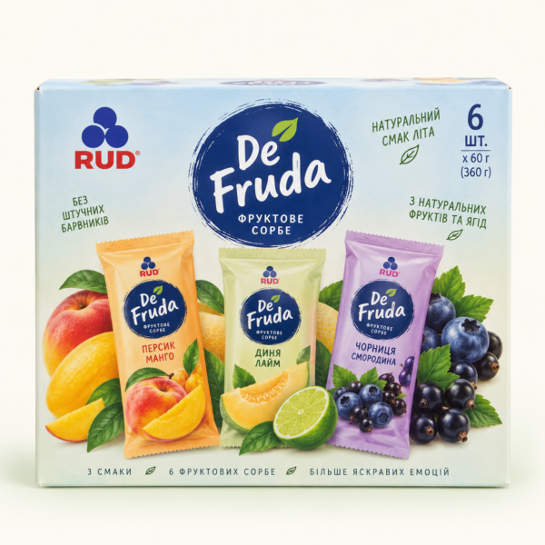 מארז 6 שלגוני שרבט פירות RUD De Fruda, ‏360 גרם