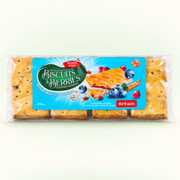 עוגיות Biscuits & Berries במילוי אוכמניות וצימוקים, ‏210 גרם
