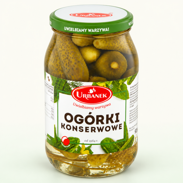 מלפפונים שלמים בחומץ Urbanek, ‏920 גרם