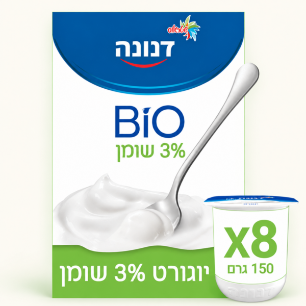 מארז יוגורט ביו דנונה 3% שומן, 8×150 גרם
