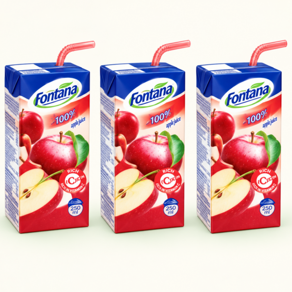 מארז 3 יחידות מיץ תפוחים Fontana, ‏3×250 מ״ל