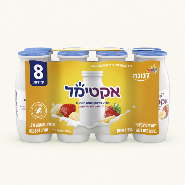 מארז אקטימל דנונה תות ובננה, 8 יחידות