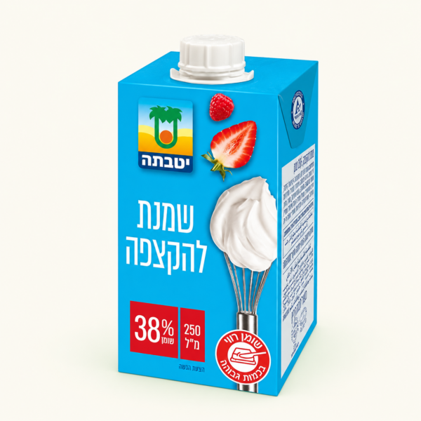 שמנת להקצפה יטבתה 38%, ‏250 מ״ל