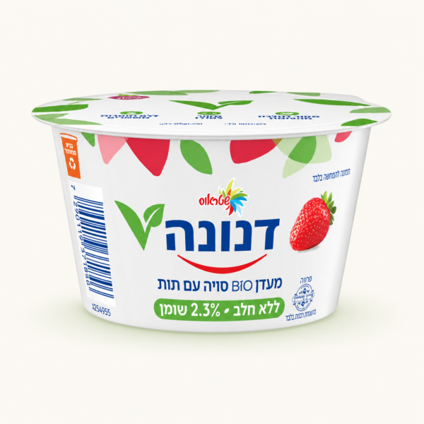 מעדן סויה Danone Bio עם תות, 2.3%, ‏150 גרם