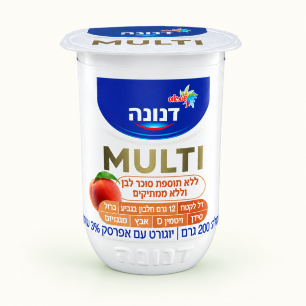 יוגורט דנונה מולטי עם אפרסק, ‏3%, ‏200 גרם
