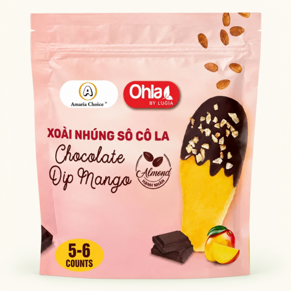 רצועות מנגו בציפוי שוקולד ושקדים Ohla, ‏150 גרם