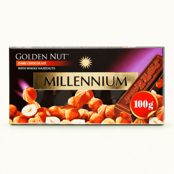 שוקולד מריר Millennium Golden Nut עם אגוזי לוז שלמים, ‏100 גרם