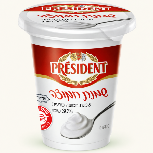 שמנת חמוצה PRESIDENT ‏30%, ‏300 גרם